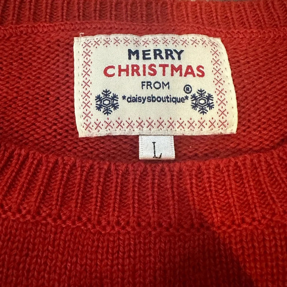 Christmas/Holiday Sweater by Daisy’s Boutique crew neck red with reindeer Size L - Picture 4 of 8